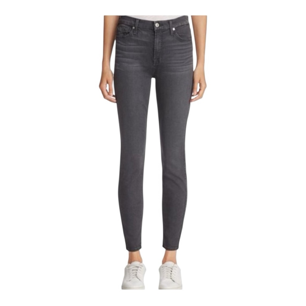 NWT 7 For All Mankind High Waist Ankle Skinny in b(air) Evening Gray Jeans 27